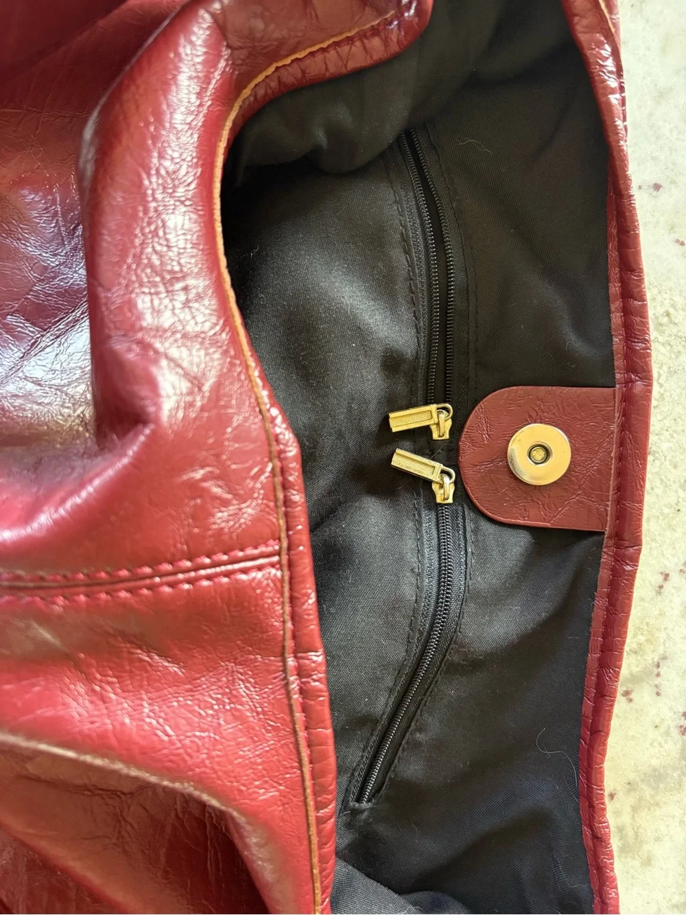 Women's Classic faux Leather Y2K  Burgundy boho bag